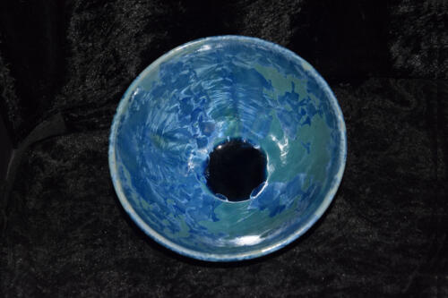 Bol en grès artisanal style japonais bleu
