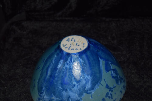 Bol en grès artisanal style japonais bleu