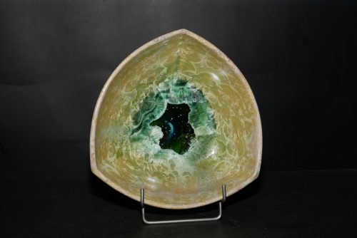 Coupelle triangulaire en porcelaine vert citron