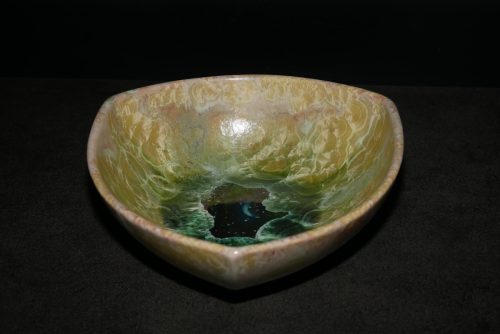 Coupelle triangulaire en porcelaine vert citron