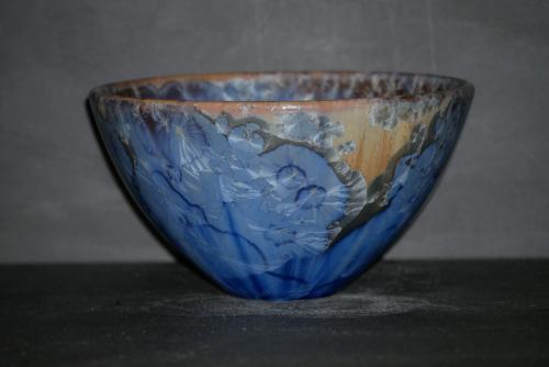 Grand bol céramique porcelaine marron bleu