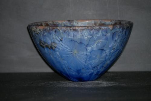 Grand bol céramique porcelaine marron bleu