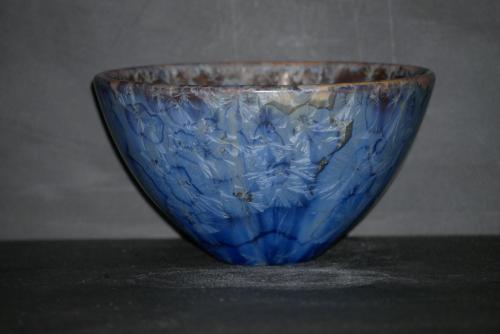 Grand bol céramique porcelaine marron bleu