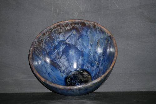 Grand bol céramique porcelaine marron bleu