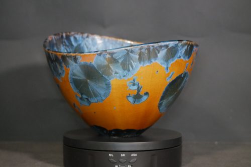 Saladier en porcelaine design orange-marron