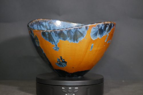 Saladier en porcelaine design orange-marron