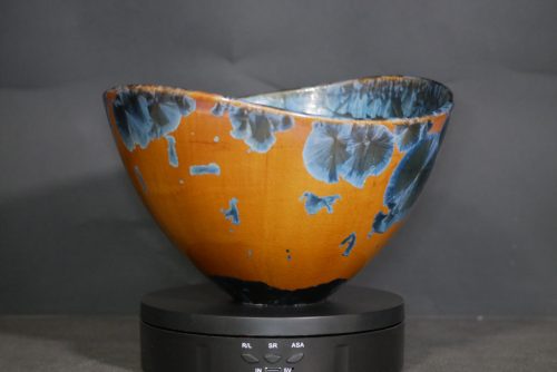 Saladier en porcelaine design orange-marron