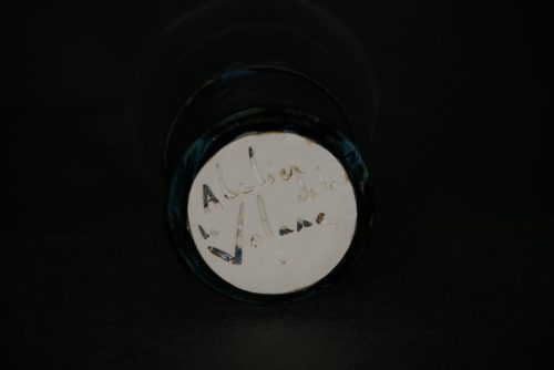 Tasse en porcelaine artisanale sans anse marron bleu