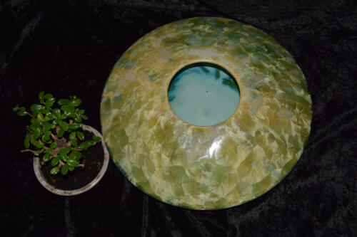 Pot à bonsaï en forme de disque vert citron