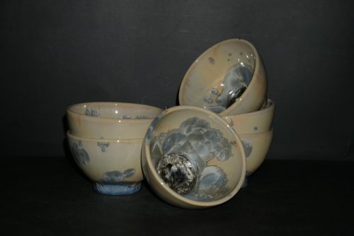 Jeu de 6 bolées en porcelaine gris-bleu