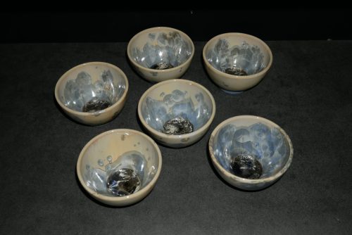 Jeu de 6 bolées en porcelaine gris-bleu