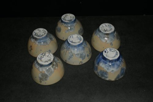 Jeu de 6 bolées en porcelaine gris-bleu