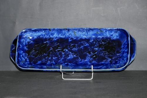 Plat à cake en porcelaine bleu nuit