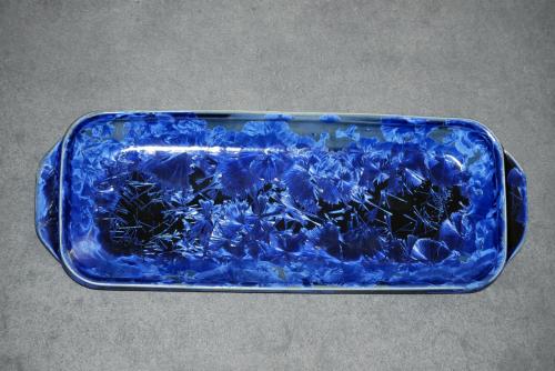 Plat à cake en porcelaine bleu nuit