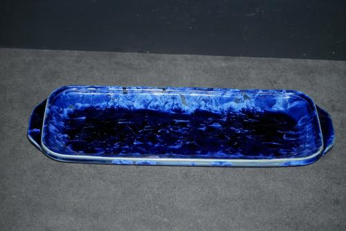 Plat à cake en porcelaine bleu nuit