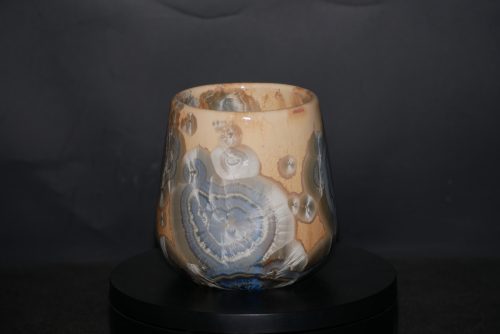 Tasse sans anse porcelaine cristaux bleus gris 35cl