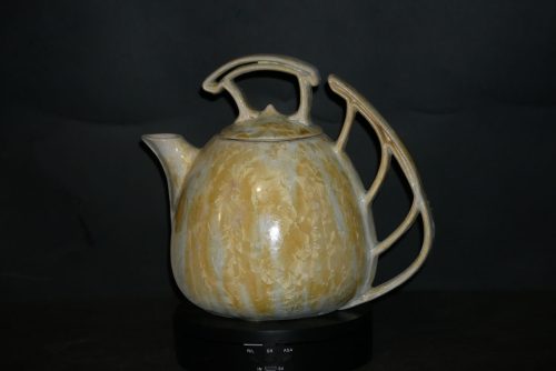 Théière en grès 1 litre blanc cristaux jaunes