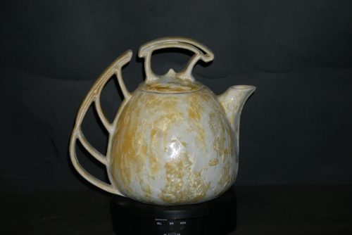 Théière en grès 1 litre blanc cristaux jaunes