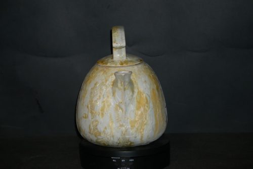 Théière en grès 1 litre blanc cristaux jaunes