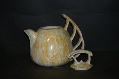 Théière en grès 1 litre blanc cristaux jaunes