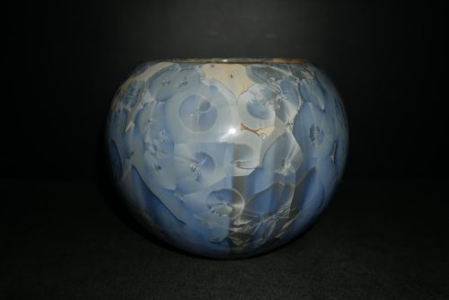 Vase sphérique en porcelaine cristaux gris bleus