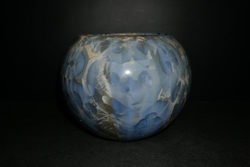 Vase sphérique en porcelaine cristaux gris bleus