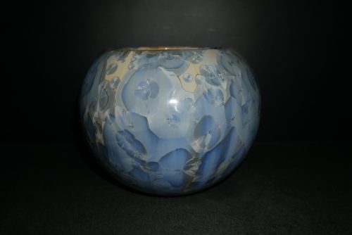 Vase sphérique en porcelaine cristaux gris bleus