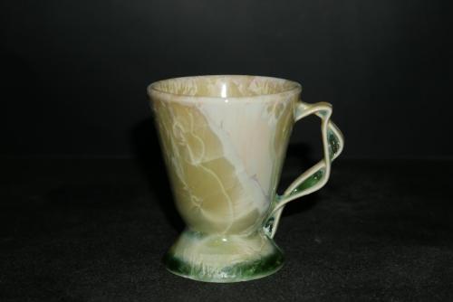 6 petits mazagrans avec anse vert citron