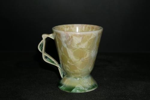 6 petits mazagrans avec anse vert citron