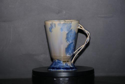 Mazagran avec anse en porcelaine gris-bleu 17cl