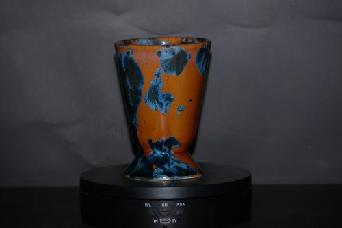 Mazagran en porcelaine orange marron bleu 17cl