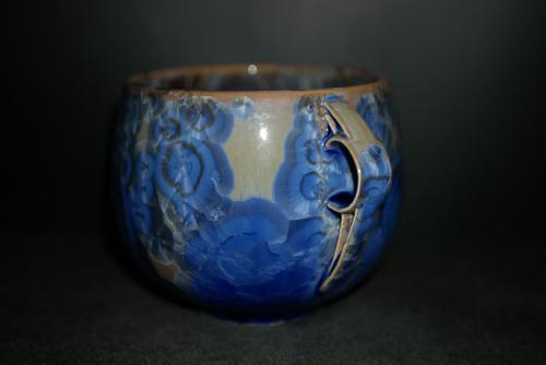 Bol avec anses en porcelaine 60 cl cristaux bleus intenses
