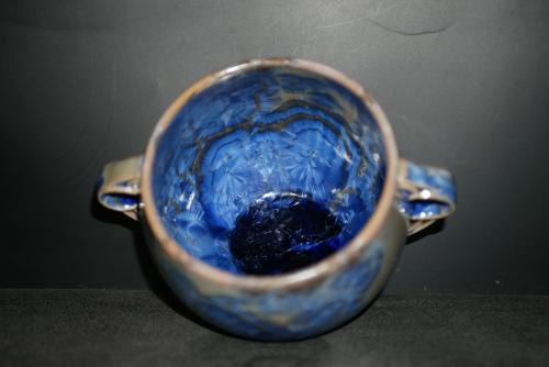 Bol avec anses en porcelaine 60 cl cristaux bleus intenses