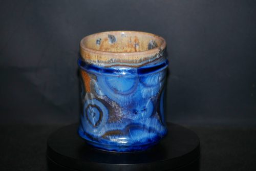 Tasse sans anse en porcelaine cristaux bleus 30cl