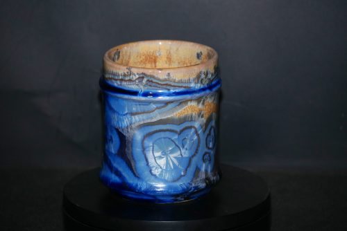 Tasse sans anse en porcelaine cristaux bleus 30cl