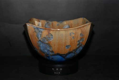 Saladier carré en porcelaine cristaux bleus