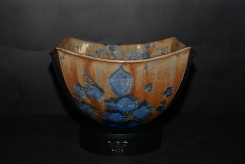 Saladier carré en porcelaine cristaux bleus