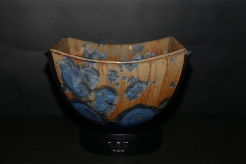 Saladier carré en porcelaine cristaux bleus