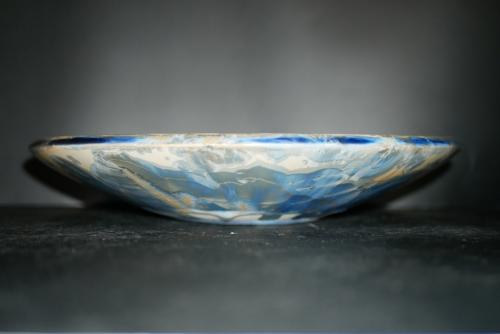 Coupe à fruits en porcelaine bleu-gris 31 cm