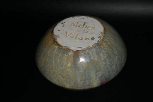 Jeu de 6 assiettes creuses en grès marron