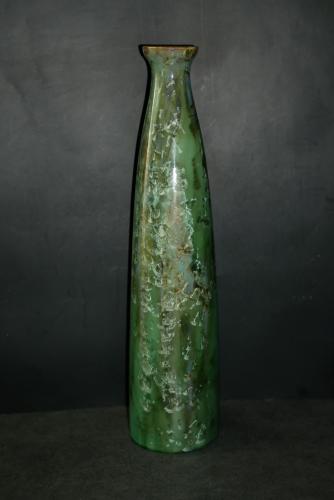 Vase bouteille en grès vert olive