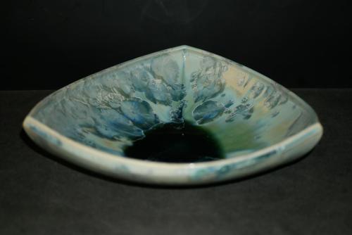 Coupe à fruits triangulaire en porcelaine vert turquoise
