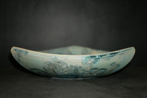 Coupe à fruits triangulaire en porcelaine vert turquoise