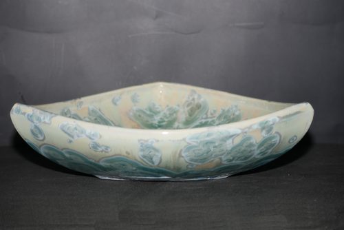 Coupe à fruits triangulaire en porcelaine vert turquoise