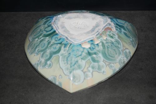 Coupe à fruits triangulaire en porcelaine vert turquoise