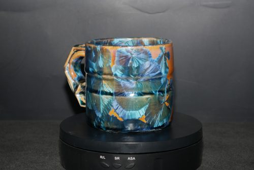 Tasse en porcelaine cylindrique marron cristaux bleus 30cl