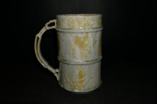 Chope à bière en grès blanc cristaux jaunes 60cl