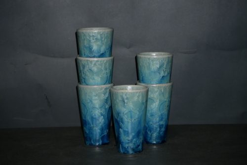 6 tasses en porcelaine gris vert