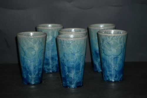 6 tasses en porcelaine gris vert