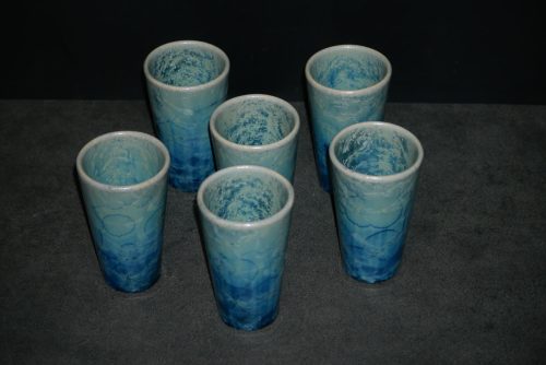 6 tasses en porcelaine gris vert